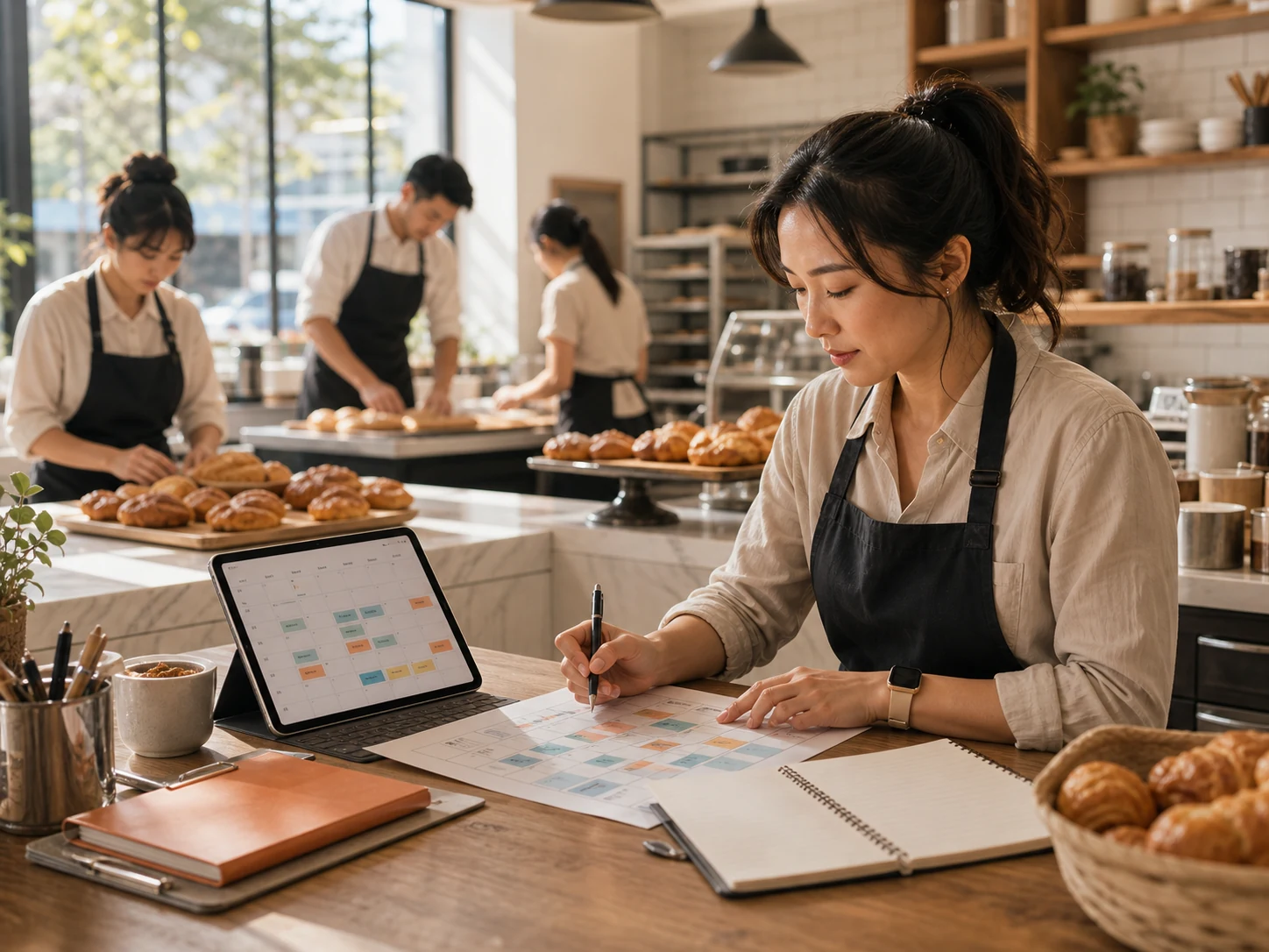 F&B manager planning restaurant staff scheduling around demand